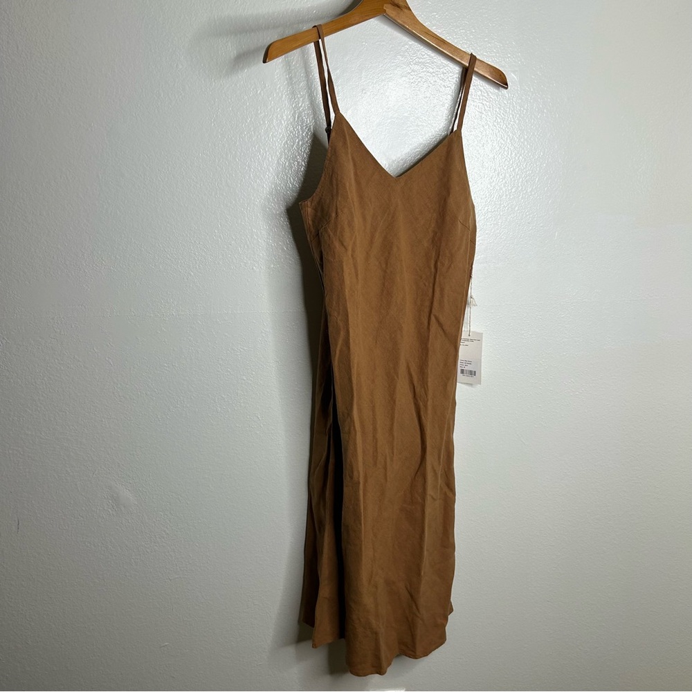 NWT MATE The Label Linen Midi Slip Dress in Sedona Size Medium - Picture 3 of 13